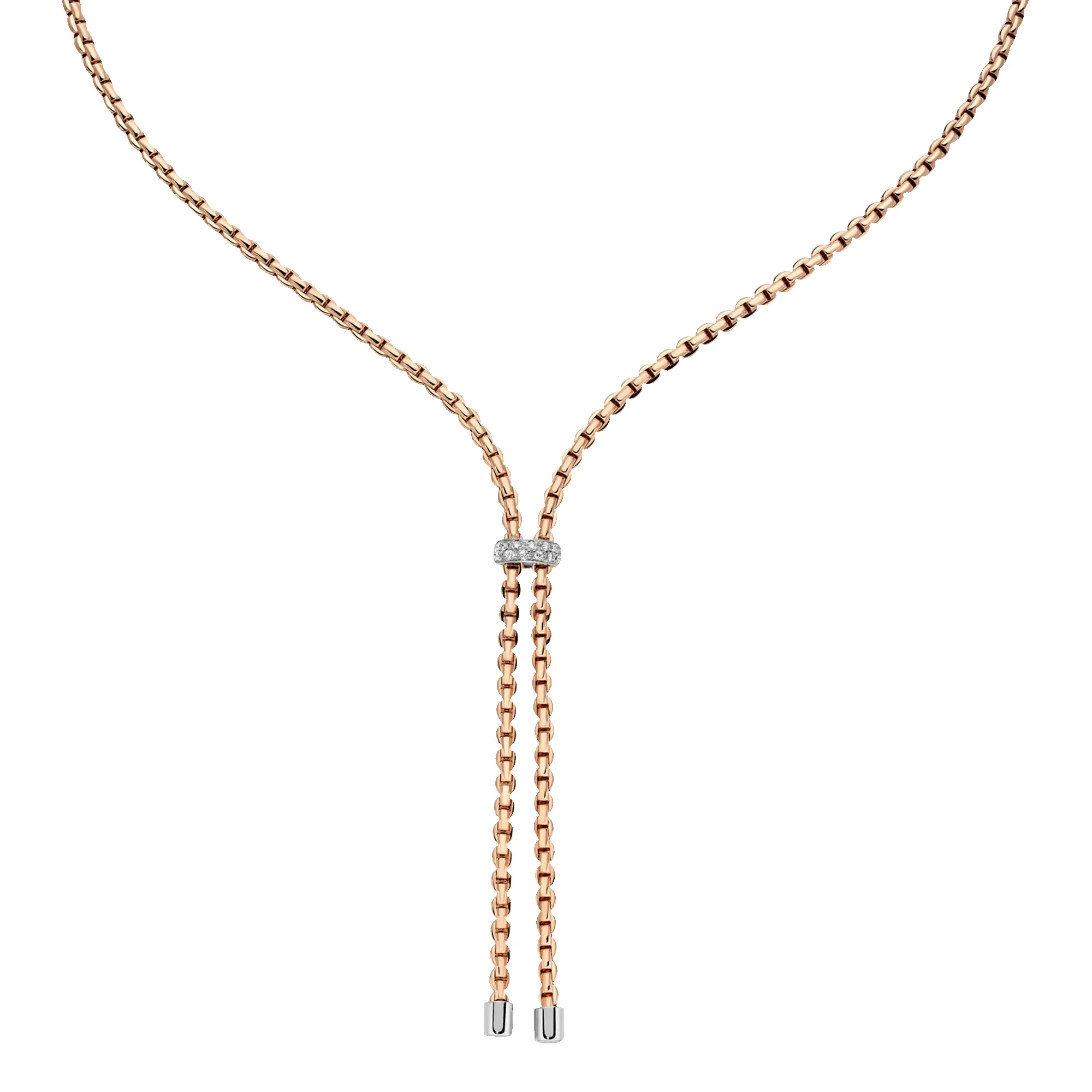 Fope 18ct Rose Gold 0.10ct Diamond Eka Necklace sold by C.W. Sellors