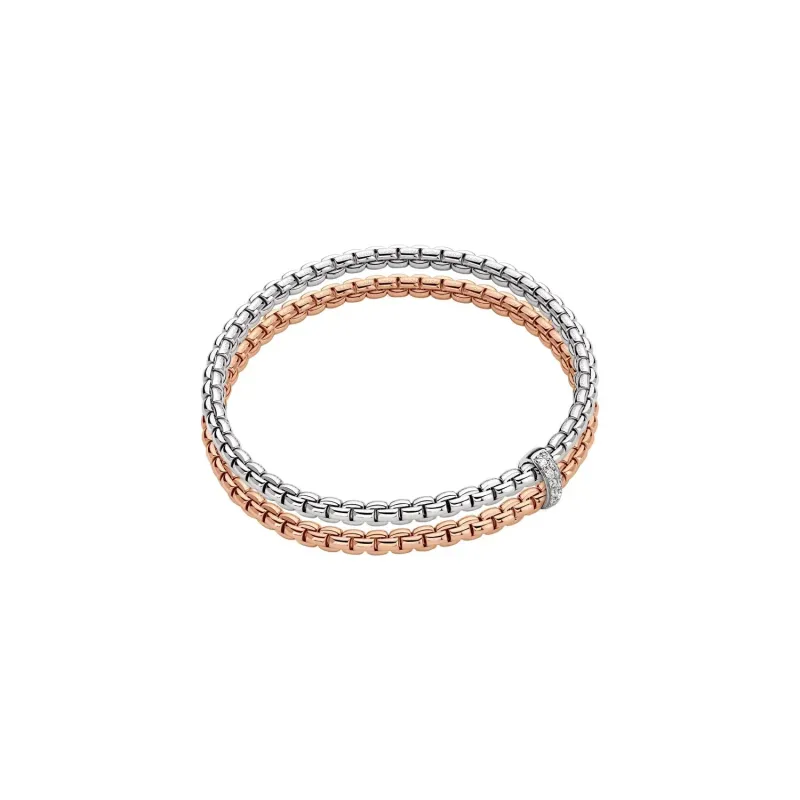 Fope 18ct Rose and White Gold 0.10ct Diamond  Eka Flex'it Bracelet sold by C.W. Sellors