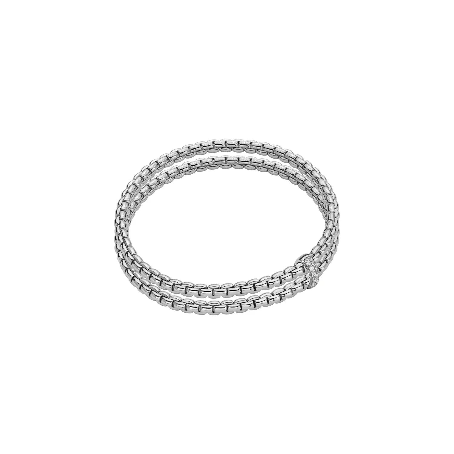 Fope 18ct White Gold 0.10ct Diamond Eka Flex'it Bracelet sold by C.W. Sellors