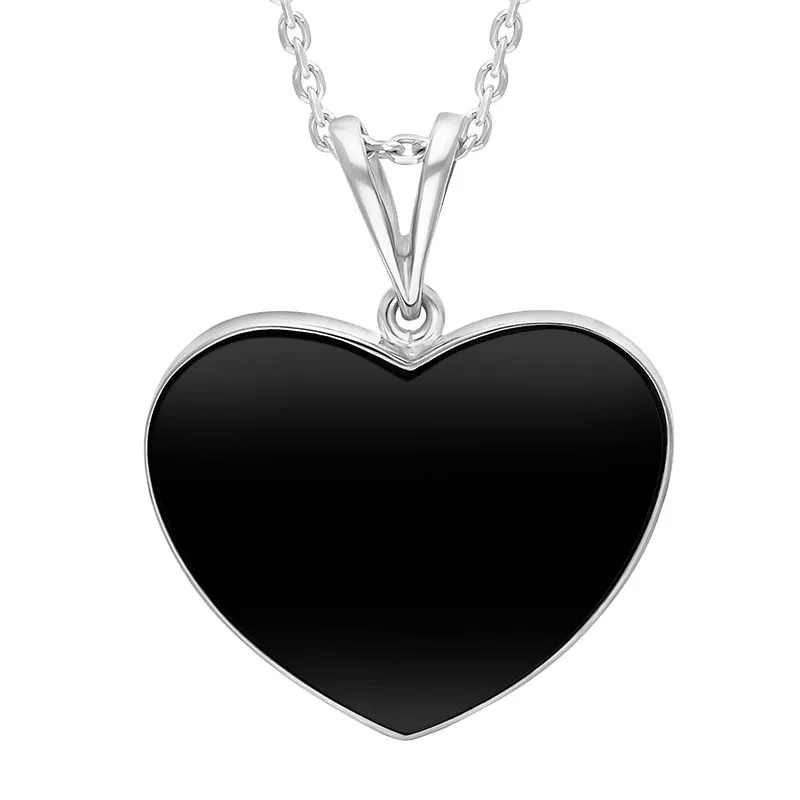 Sterling Silver Whitby Jet Split Bale Heart Necklace sold by C.W. Sellors