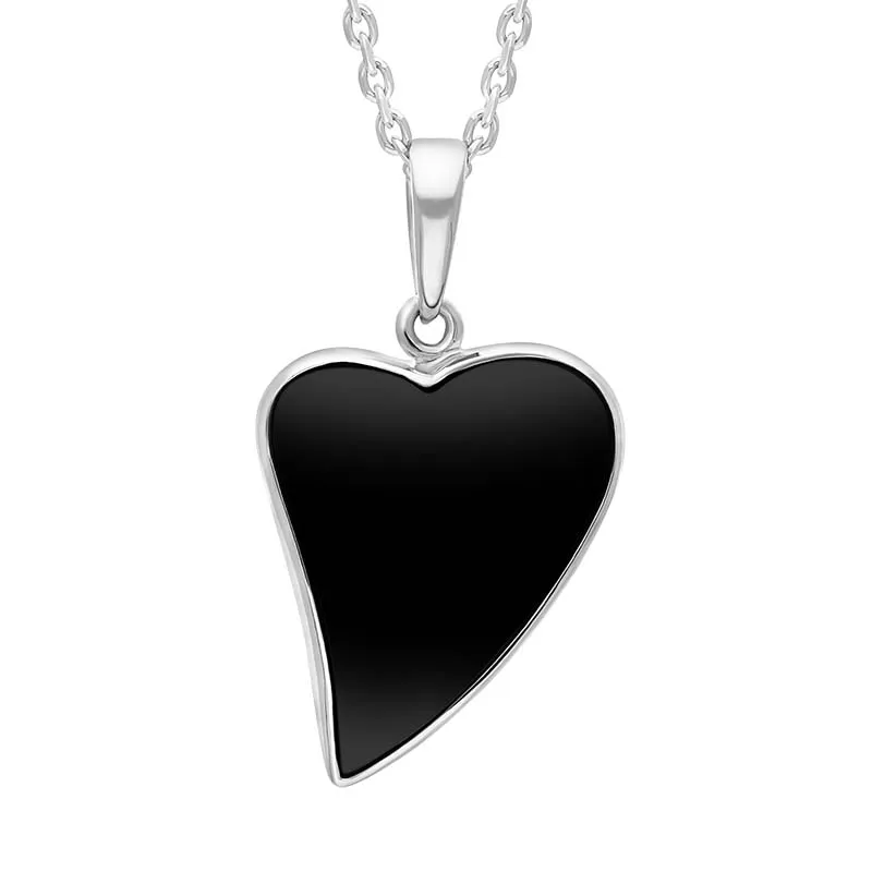 Sterling Silver Whitby Jet Abstract Heart Pendant sold by C.W. Sellors