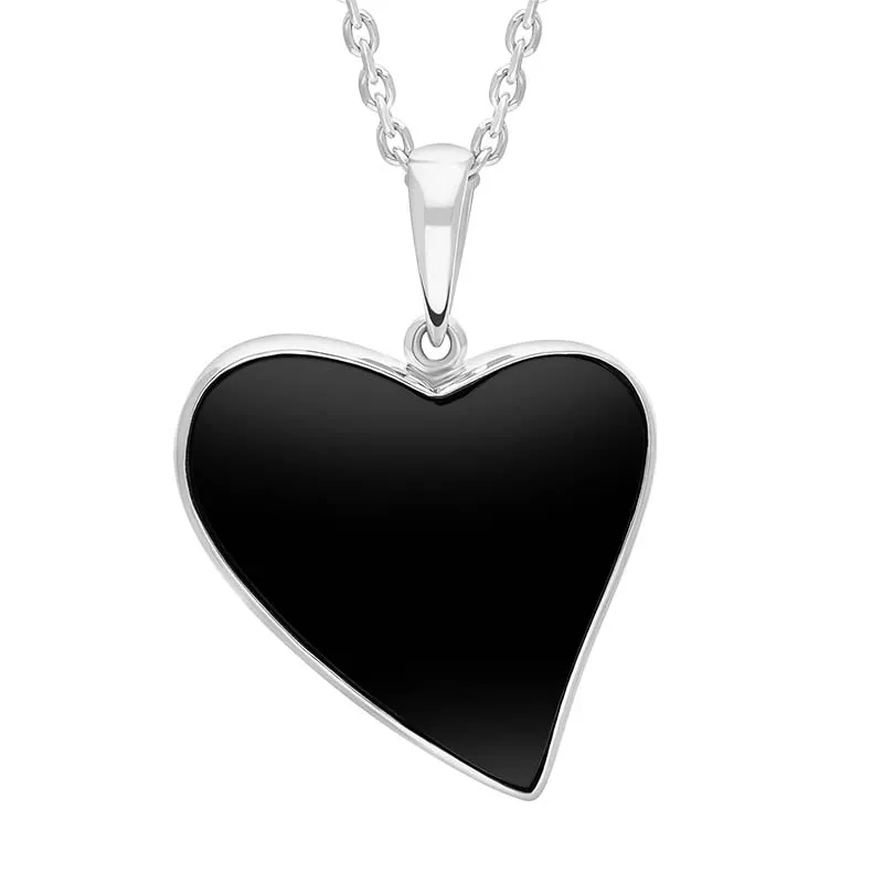 Sterling Silver Whitby Jet Abstract Heart Necklace sold by C.W. Sellors