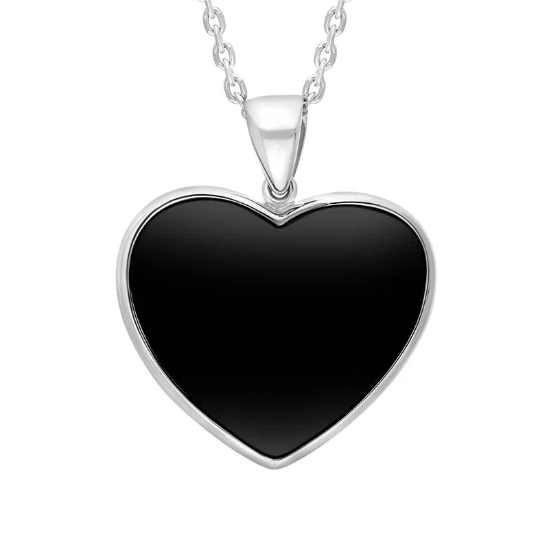 Sterling Silver Whitby Jet Chunky Heart Necklace sold by C.W. Sellors