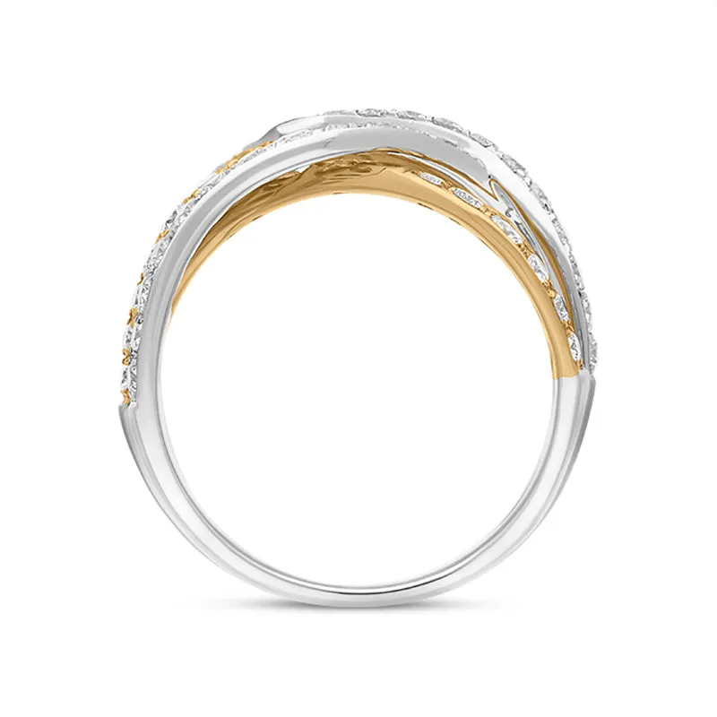 18ct Rose and White Gold Diamond Four Row Crossover Band Ring sold by C.W. Sellors product image thumbnail 3