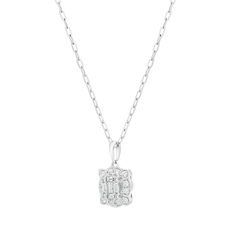18ct White Gold 0.42ct Diamond Baguette Cut Cluster Pendant sold by C.W. Sellors product image thumbnail 2