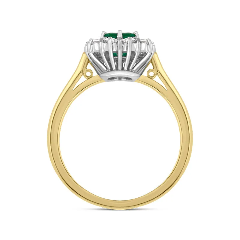 18ct Yellow Gold Emerald Diamond Emerald Cut Cluster Ring sold by C.W. Sellors product image thumbnail 3