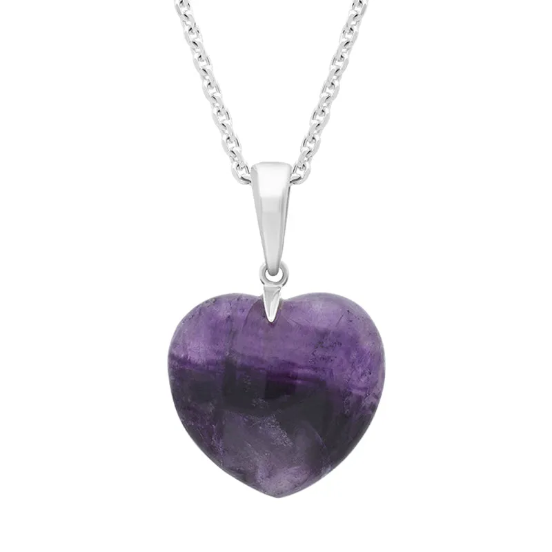 Sterling Silver Blue John Slim Bail Small Carved Heart Necklace sold by C.W. Sellors