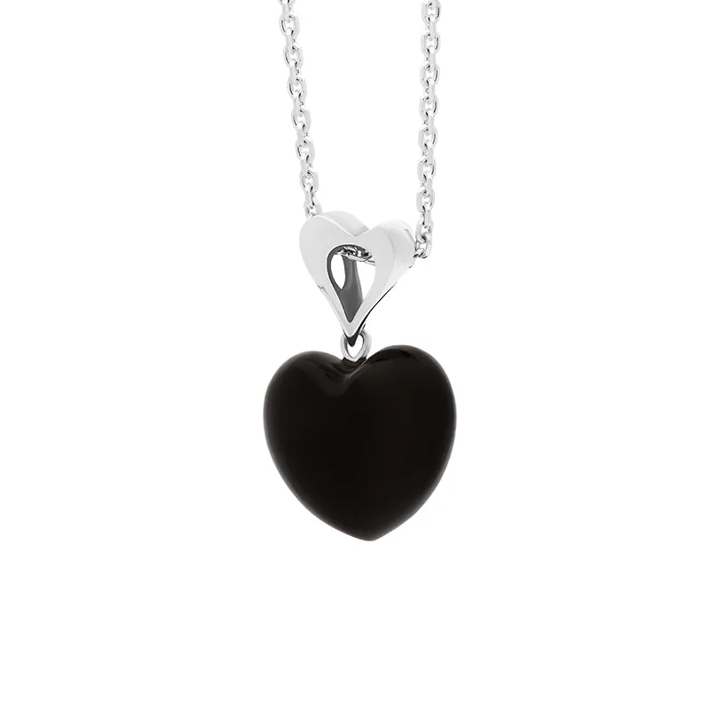 Sterling Silver Whitby Jet Fancy Bail Medium Carved Heart Necklace sold by C.W. Sellors product image thumbnail 2