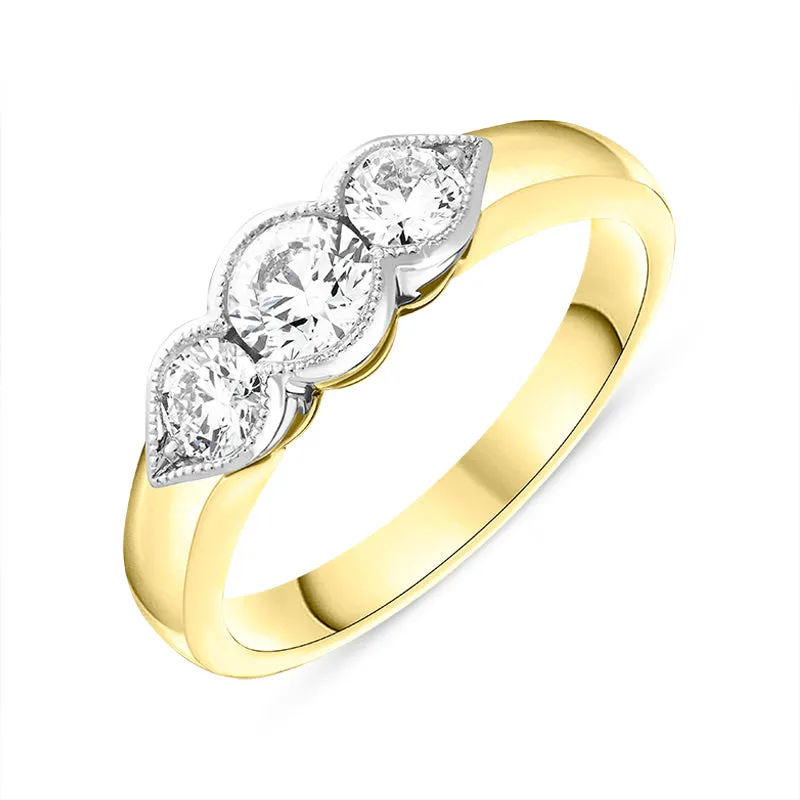 18ct Yellow Gold 0.80ct Diamond Three Stone Ring made by C.W. Sellors