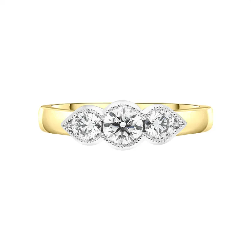 18ct Yellow Gold 0.80ct Diamond Three Stone Ring sold by C.W. Sellors product image thumbnail 2