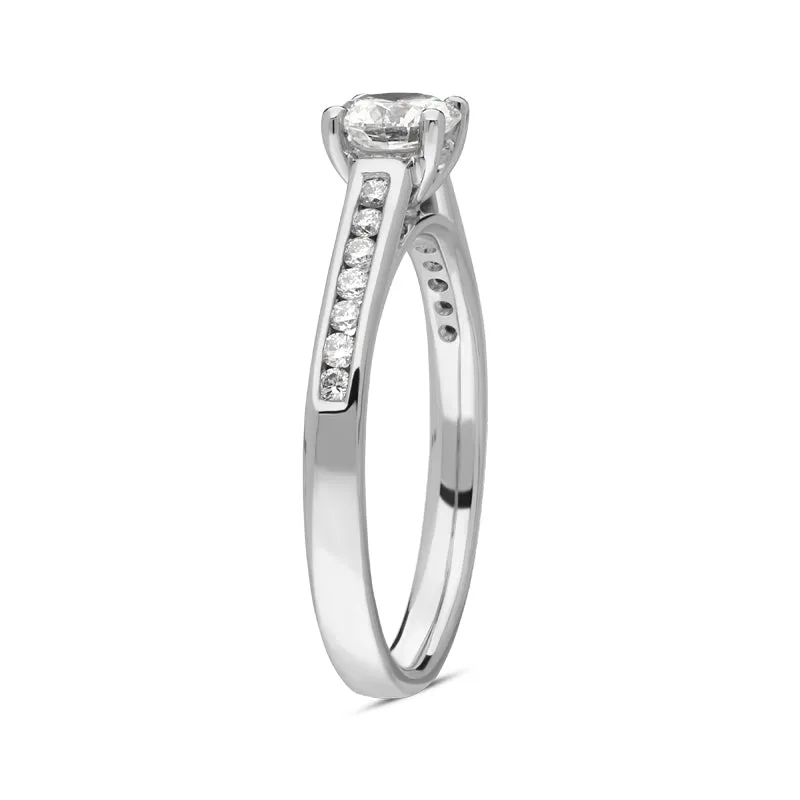 Platinum 0.66ct Diamond Brilliant Cut Solitaire Shoulder Set Ring sold by C.W. Sellors product image thumbnail 3