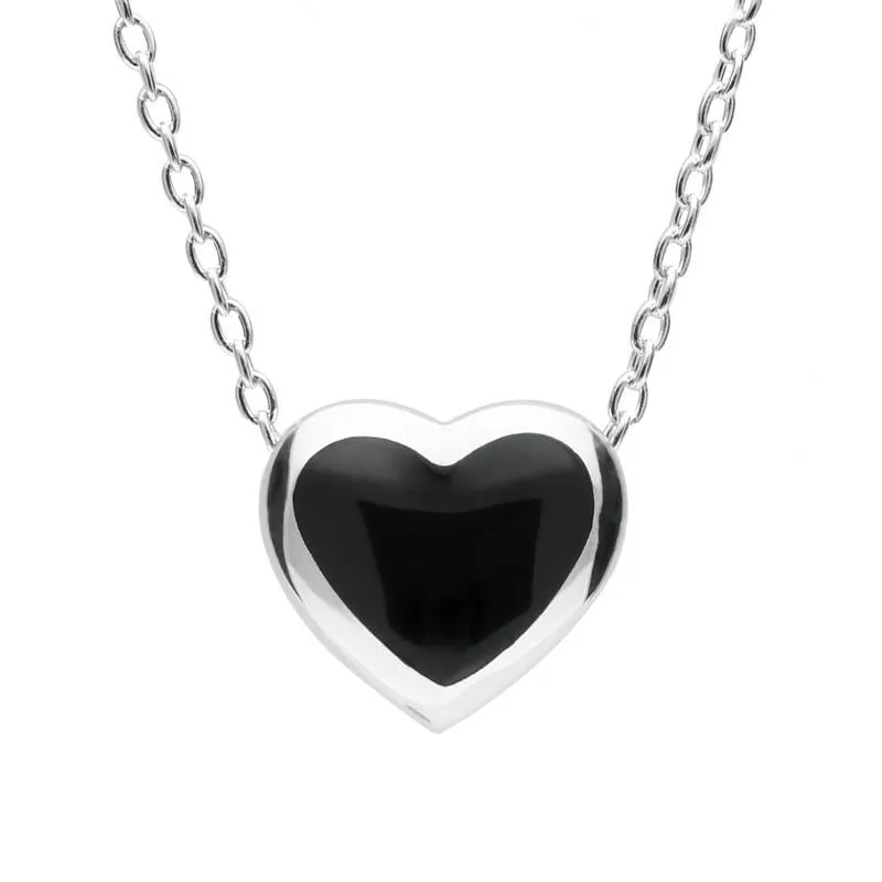 Sterling Silver Whitby Jet Heart Necklace sold by C.W. Sellors