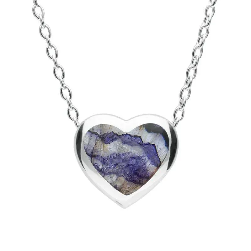 Sterling Silver Blue John Framed Heart Necklace sold by C.W. Sellors
