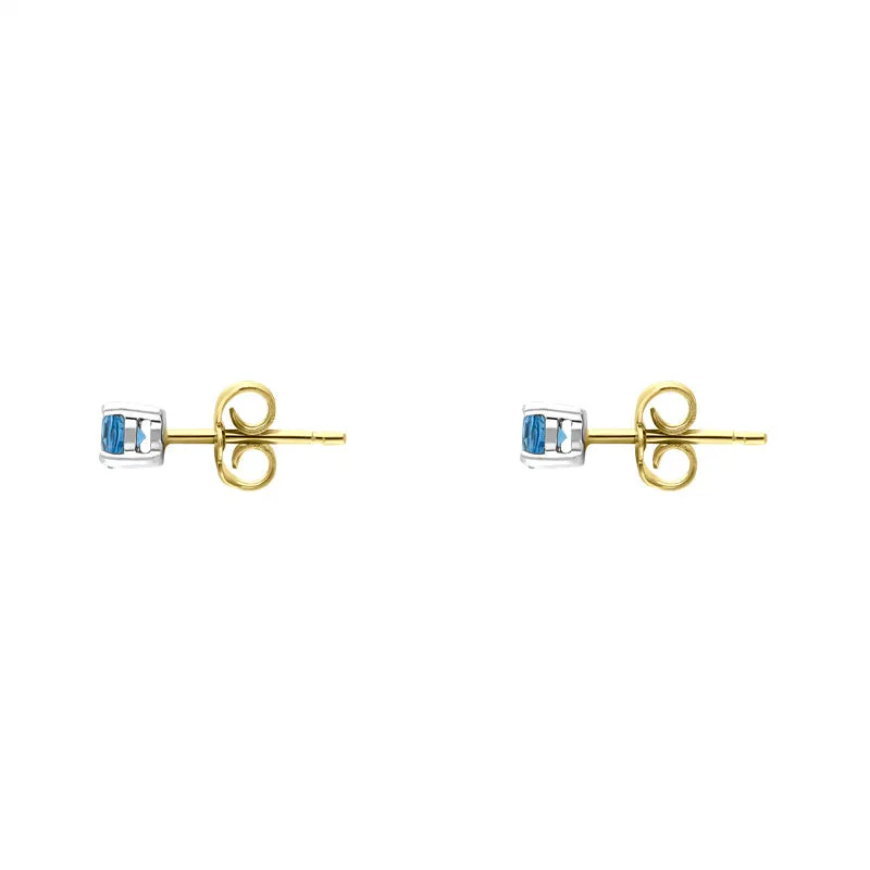 18ct Yellow and White Gold Aquamarine Round Stud Earrings sold by C.W. Sellors product image thumbnail 2
