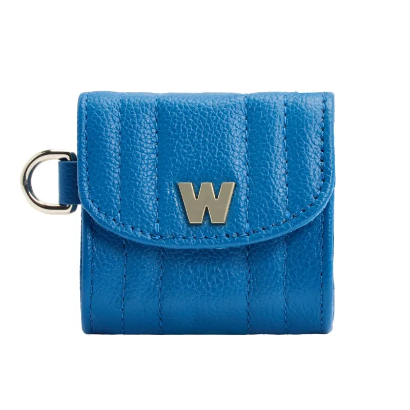 Wolf Mimi Collection Leather Blue Earpods Case with Wristlet made by WOLF