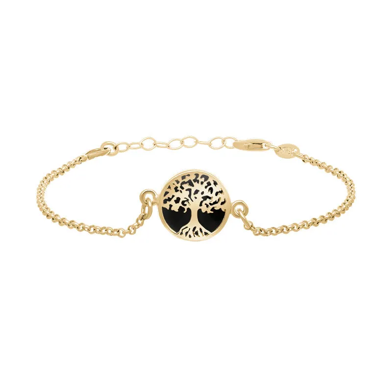 9ct Yellow Gold Whitby Jet Round Tree of Life Chain Bracelet sold by C.W. Sellors product image thumbnail 2