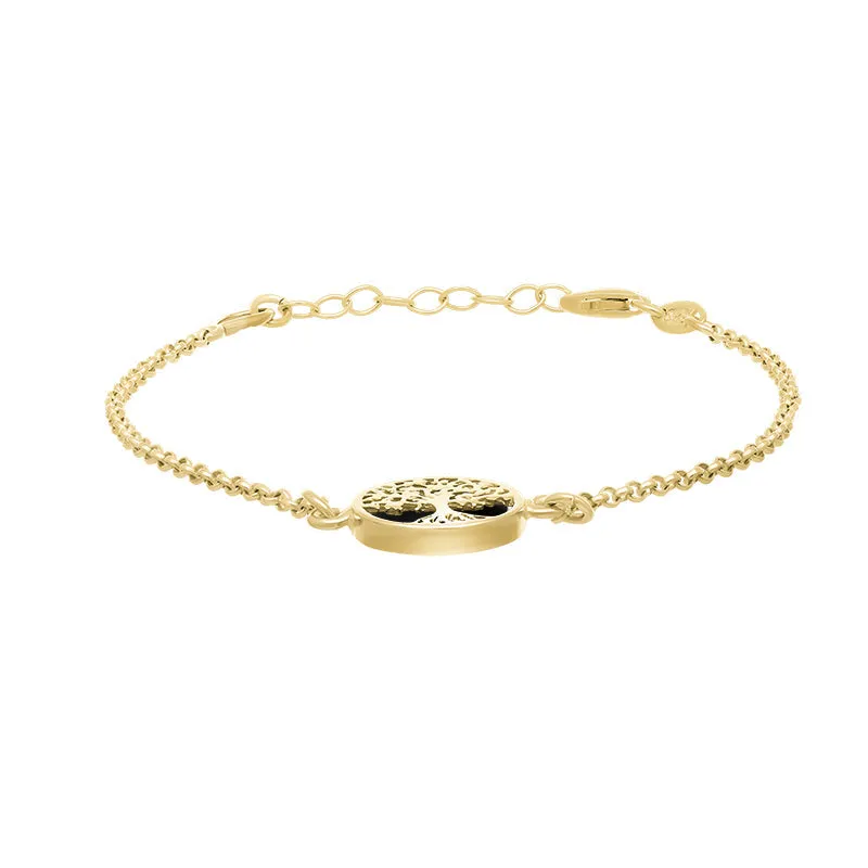 9ct Yellow Gold Whitby Jet Round Tree of Life Chain Bracelet sold by C.W. Sellors product image thumbnail 3