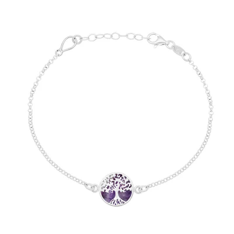 Sterling Silver Blue John Round Tree of Life Chain Bracelet sold by C.W. Sellors