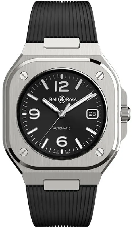 Bell & Ross BR 05 Auto Black Steel Rubber Watch made by C.W. Sellors