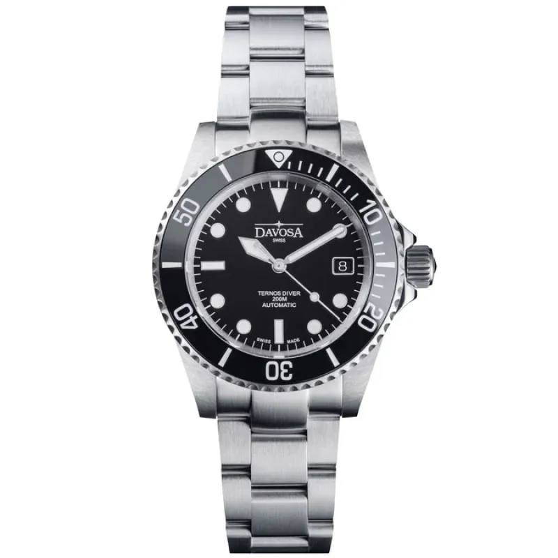 Davosa Watch Ternos Diver Black Dial Tri Link made by C.W. Sellors