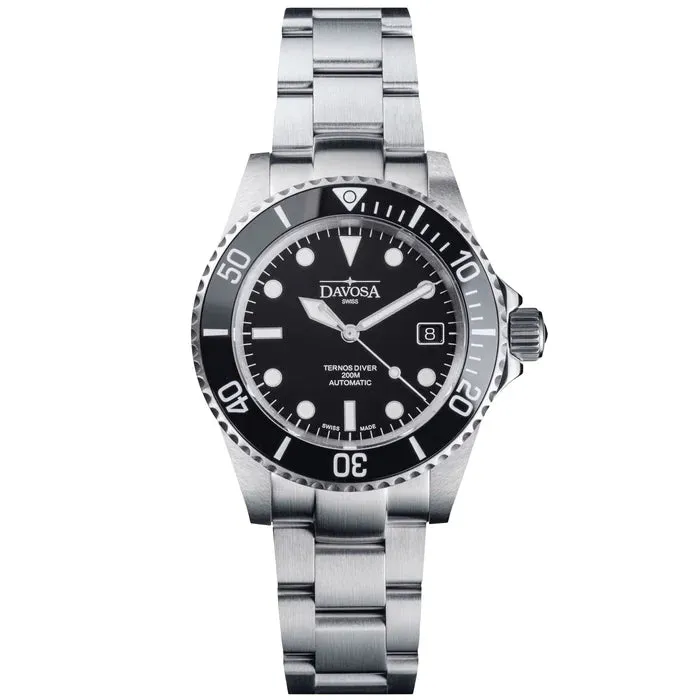 Davosa Watch Ternos Diver Black Dial Tri Link sold by C.W. Sellors