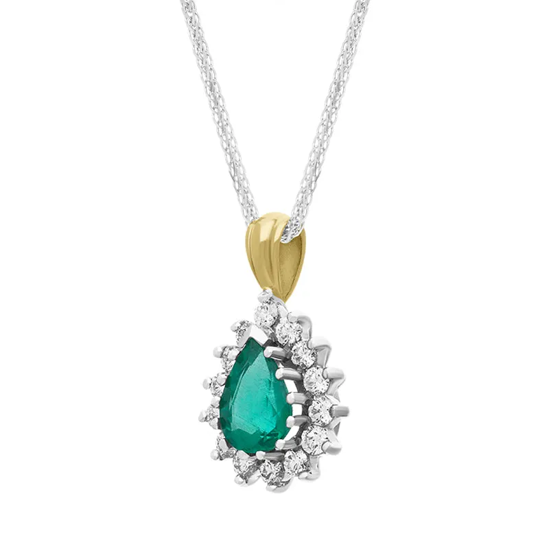 18ct Yellow Gold Emerald Diamond Cluster Pear Pendant sold by C.W. Sellors product image thumbnail 2