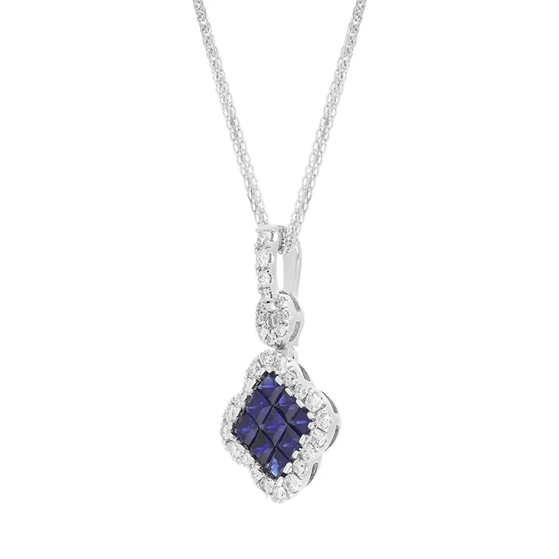 18ct White Gold Sapphire Diamond Pave Cluster Pendant sold by C.W. Sellors product image thumbnail 2