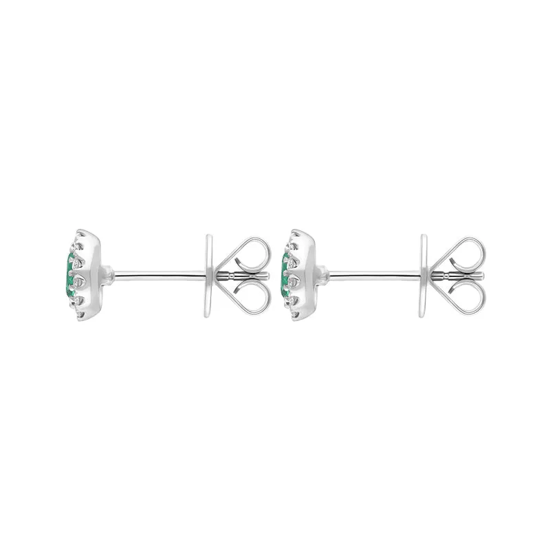 18ct White Gold Emerald Diamond Oval Cluster Stud Earrings sold by C.W. Sellors product image thumbnail 2