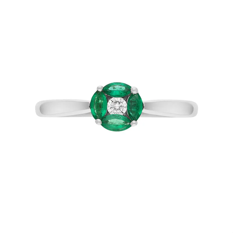 18ct White Gold Emerald Diamond Marquise Stone Round Cluster Ring sold by C.W. Sellors product image thumbnail 3