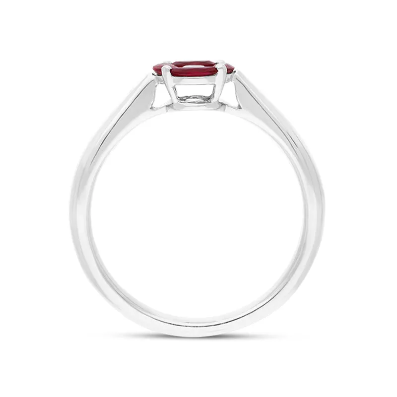 18ct White Gold Ruby Diamond Marquise Stone Round Cluster Ring sold by C.W. Sellors product image thumbnail 3