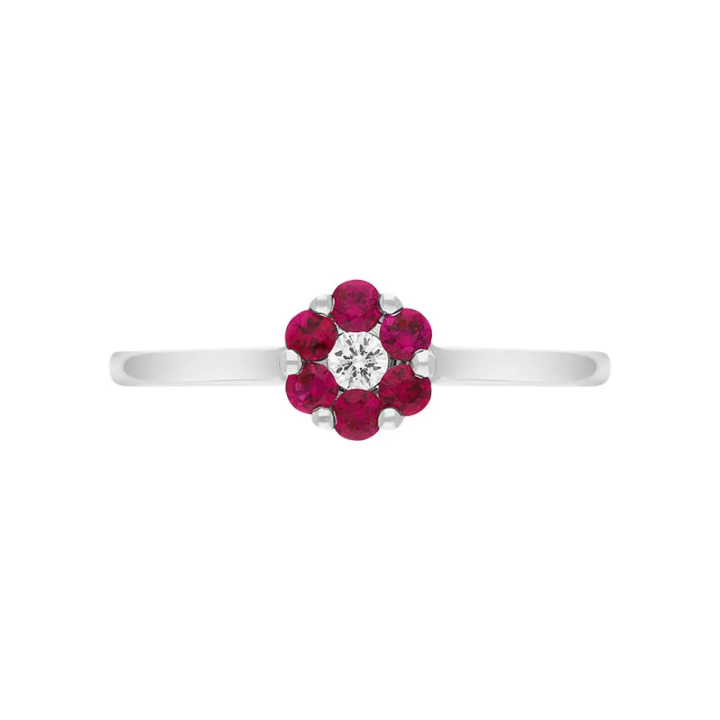 18ct White Gold Ruby Diamond Round Cluster Ring sold by C.W. Sellors product image thumbnail 2