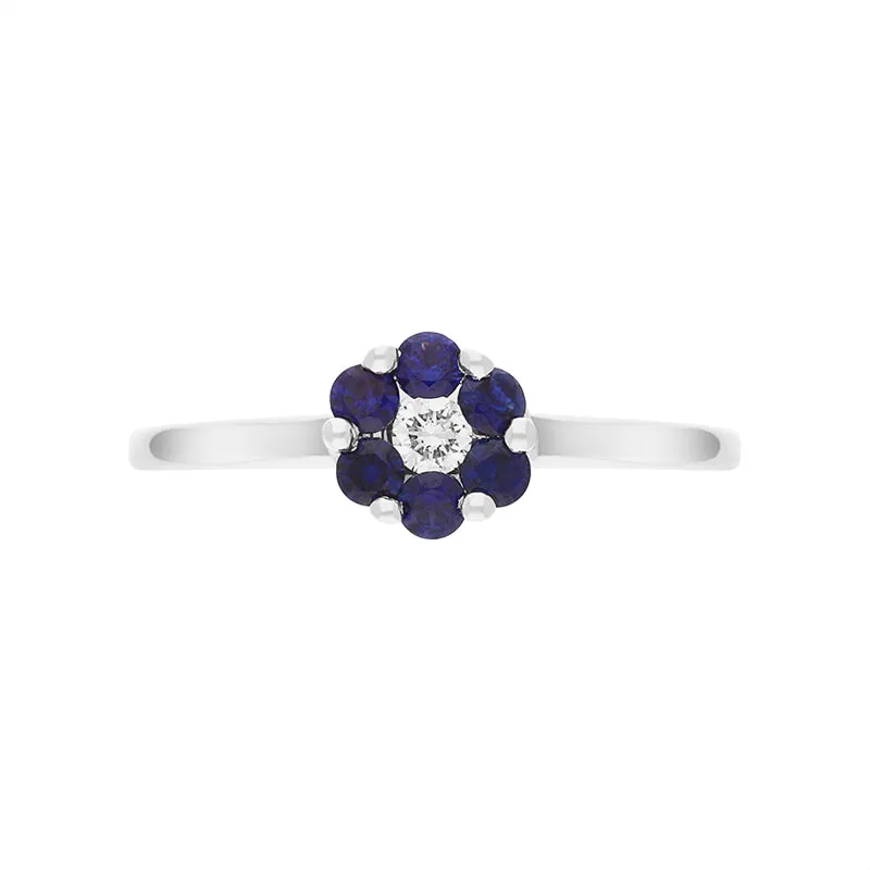 18ct White Gold Sapphire Diamond Round Cluster Ring sold by C.W. Sellors product image thumbnail 2