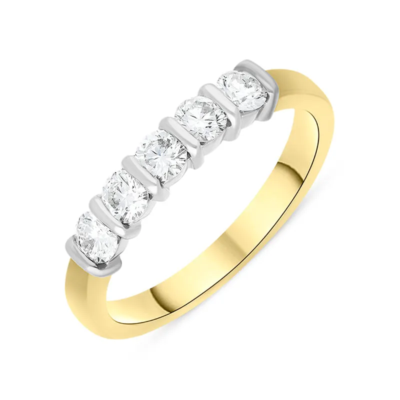 18ct Yellow Gold 0.58ct Diamond Five Stone Bar Set Eternity Ring made by C.W. Sellors