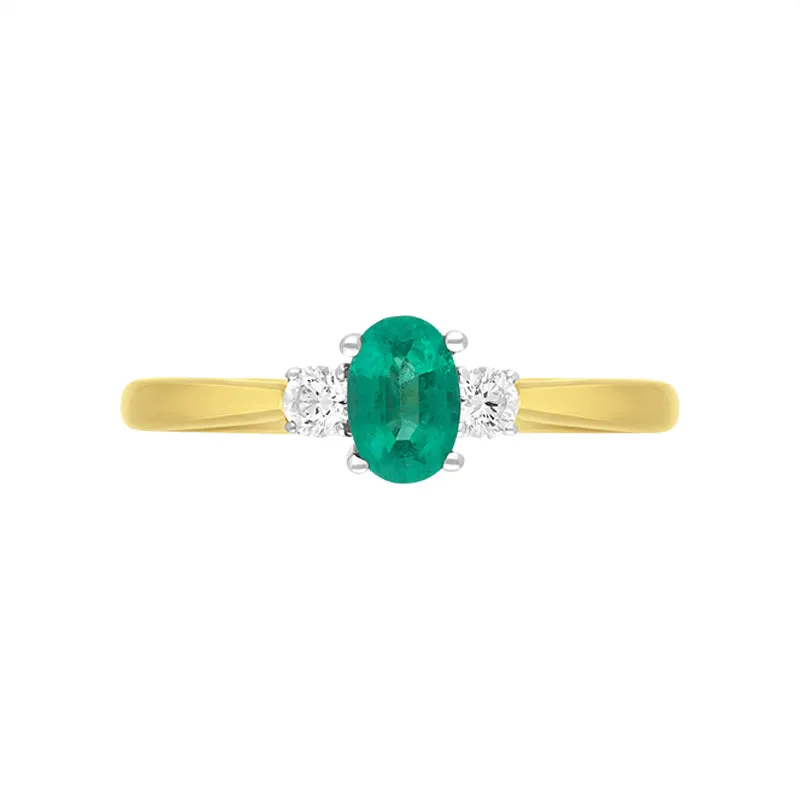 18ct Yellow Gold 0.46ct Emerald Diamond Oval Cut Three Stone Ring sold by C.W. Sellors product image thumbnail 2