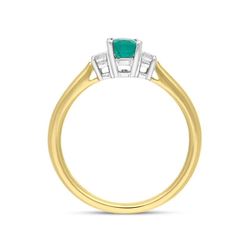 18ct Yellow Gold 0.46ct Emerald Diamond Oval Cut Three Stone Ring sold by C.W. Sellors product image thumbnail 3