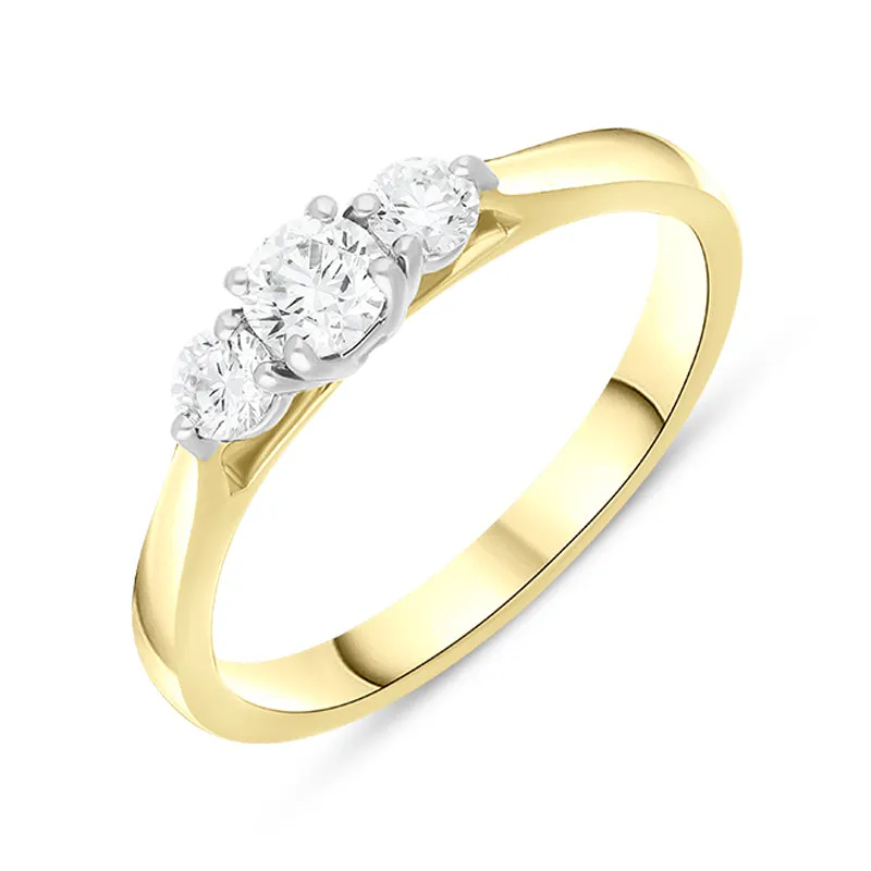 18ct Yellow Gold 0.49ct Diamond Three Stone Ring sold by C.W. Sellors