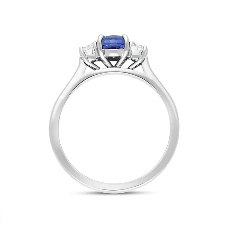 18ct White Gold Sapphire Diamond Oval Cut Three Stone Ring sold by C.W. Sellors product image thumbnail 3