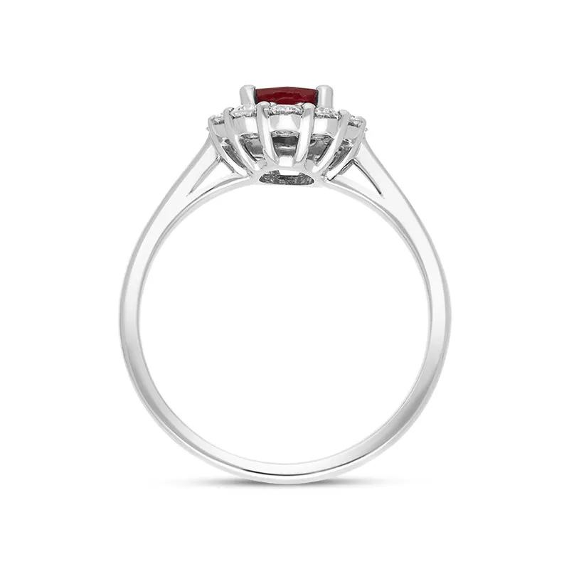 18ct White Gold 0.98ct Ruby Diamond Oval Cluster Halo Ring sold by C.W. Sellors product image thumbnail 3