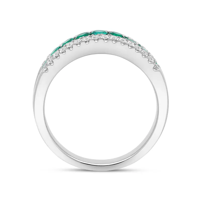 18ct White Gold Emerald Diamond Nine Stone Tension Set Graduating Half Eternity Ring sold by C.W. Sellors product image thumbnail 3