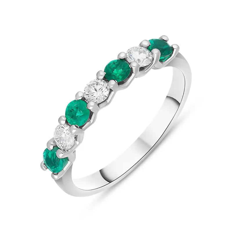 Platinum Emerald Diamond Seven Stone Claw Set Half Eternity Ring sold by C.W. Sellors product image thumbnail 3