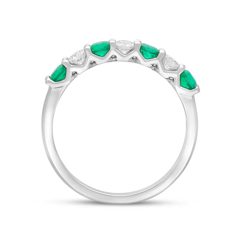 Platinum Emerald Diamond Seven Stone Claw Set Half Eternity Ring sold by C.W. Sellors product image thumbnail 2