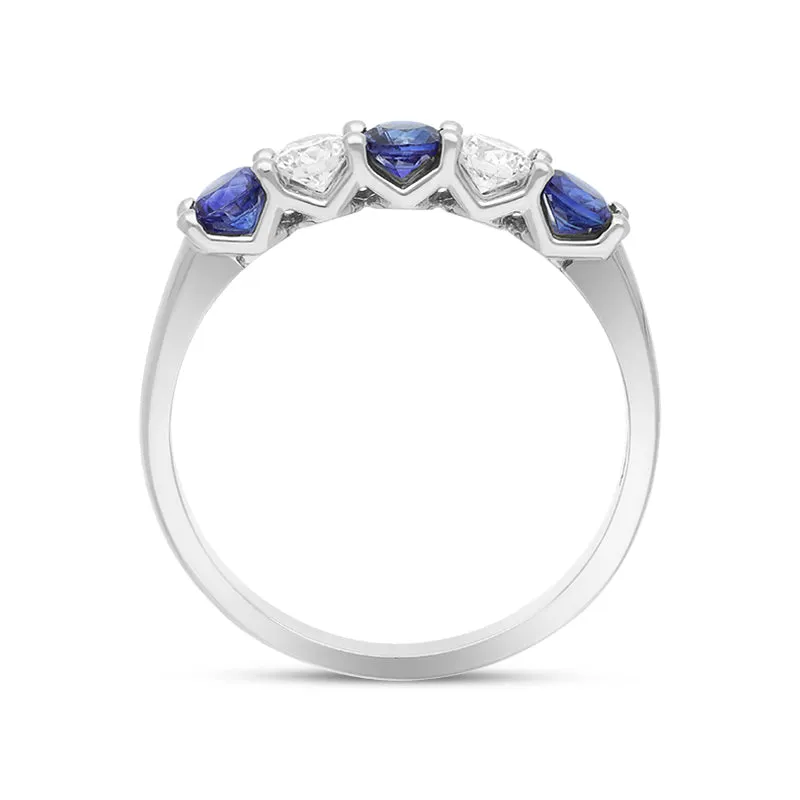 Platinum Sapphire Diamond Five Stone Claw Set Half Eternity Ring sold by C.W. Sellors product image thumbnail 3