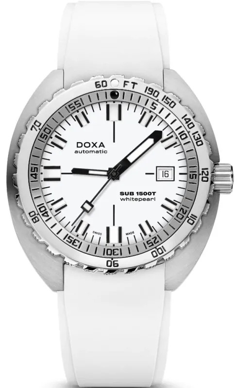 Doxa SUB 1500T Whitepearl Rubber Watch made by C.W. Sellors