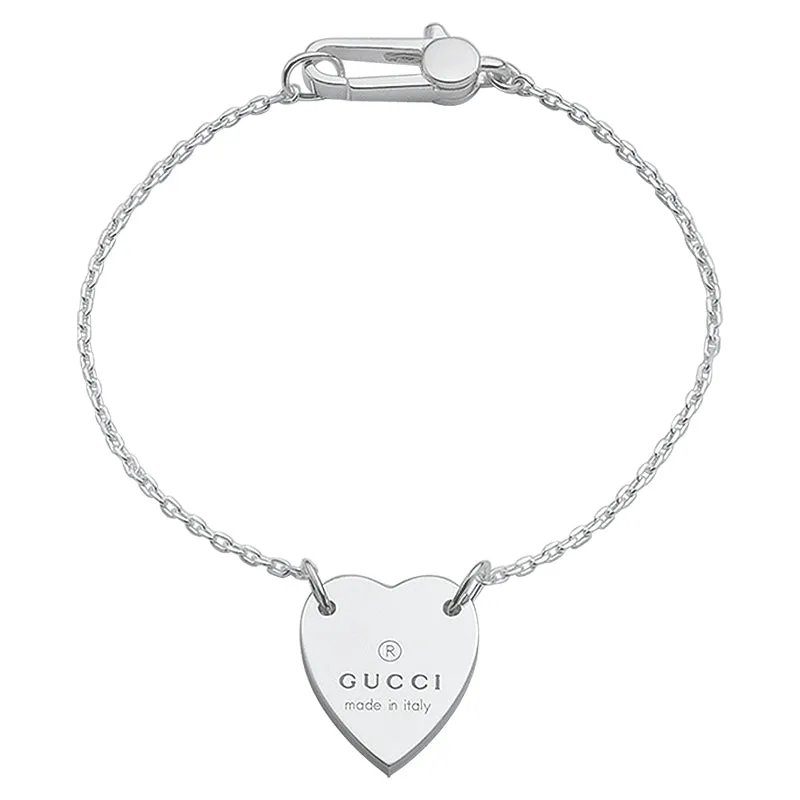 Gucci Trademark Sterling Silver Heart Bracelet made by C.W. Sellors