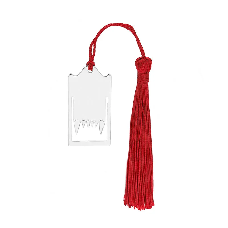 Sterling Silver Dracula Fangs Red Tassel Bookmark sold by C.W. Sellors