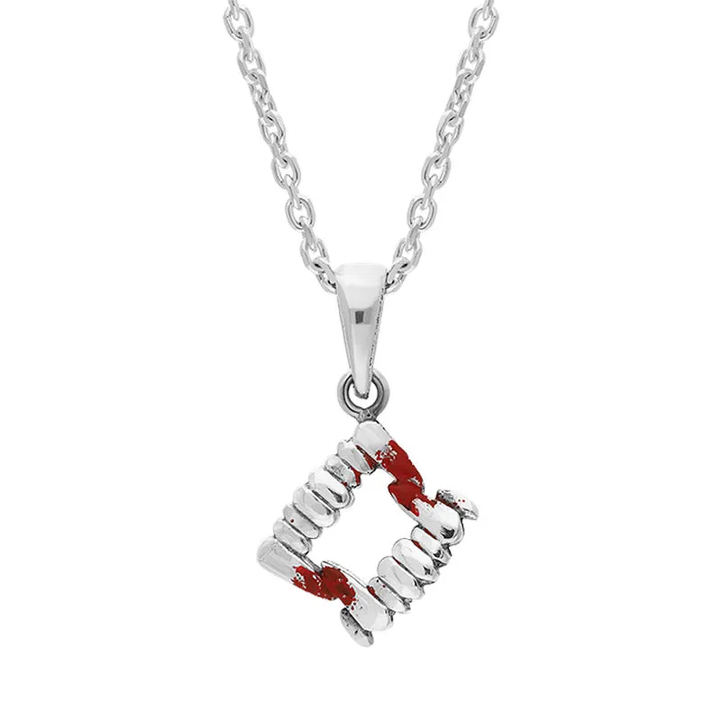 Sterling Silver Red Enamel Blood Fang Necklace sold by C.W. Sellors