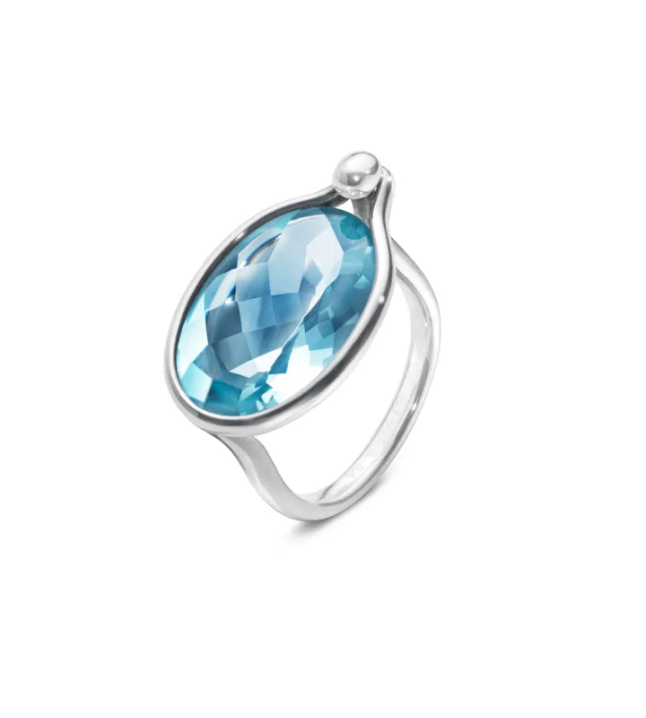 Georg Jensen Savannah Sterling Silver Blue Topaz Ring made by Georg Jensen