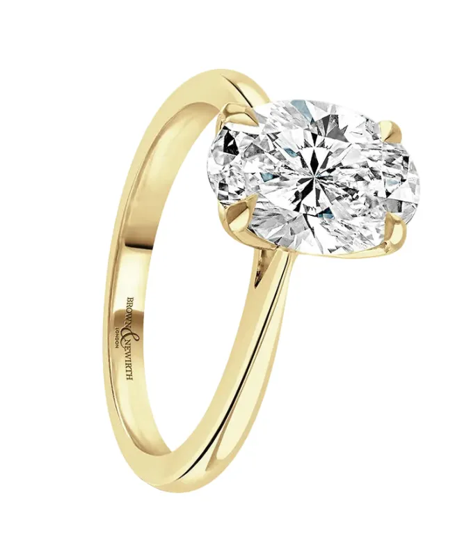 18ct Yellow Gold 3ct Lab Grown Diamond Oval Solitaire Engagement Ring made by C.W. Sellors