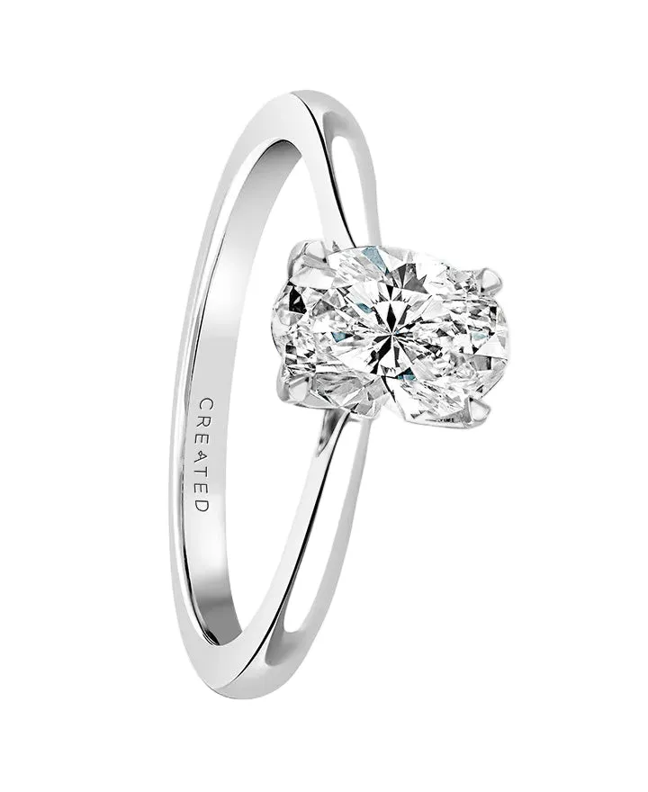 18ct White Gold 1ct Oval Cut Lab Grown Diamond Solitaire Ring sold by C.W. Sellors