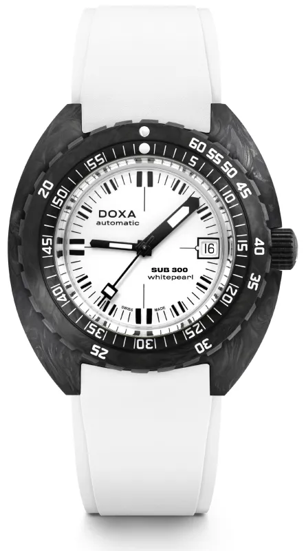 Doxa SUB 300 Whitepearl Carbon Watch made by C.W. Sellors